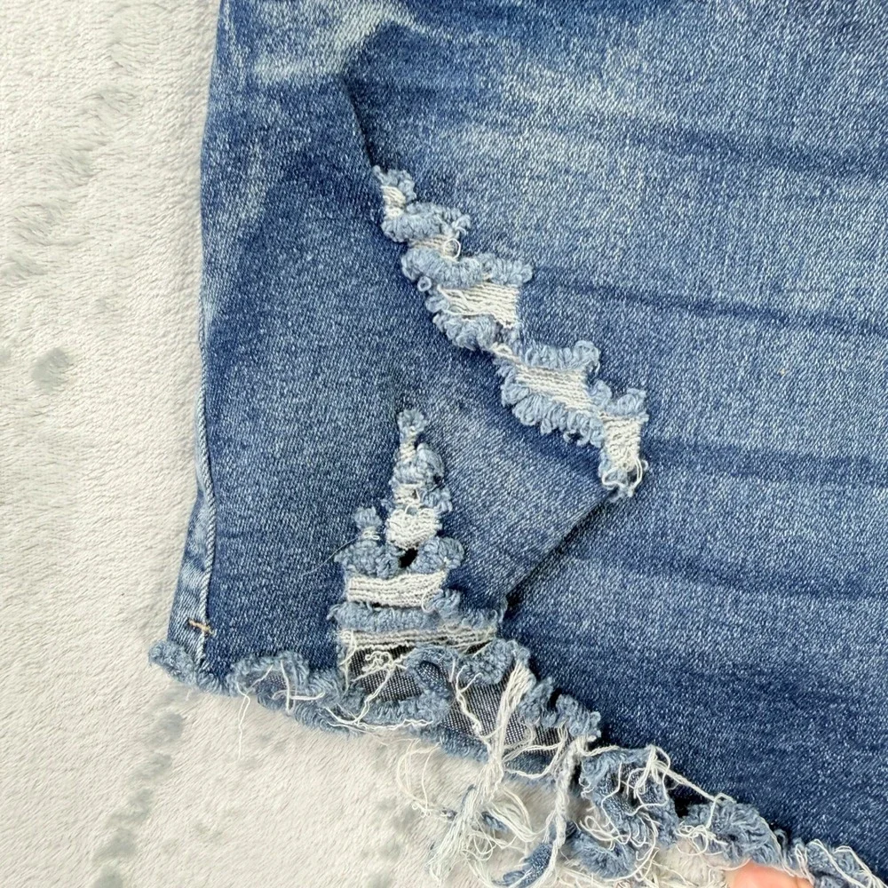 Unbranded Distressed Denim Cut Off Shorts  Blue Womens Size L Fits 29